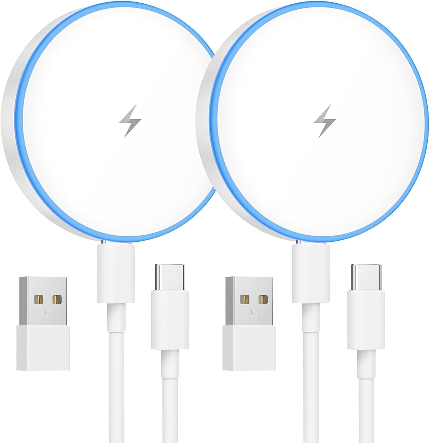 MagSafe Charger 2 Pack 15W Magnetic Wireless Charger Fast Charging Pad Compatible with iPhone 17/16/15/14/13/12 Series & AirPods 3/2/Pro Magnetic MagSafe Charging Pad with Dual Ports