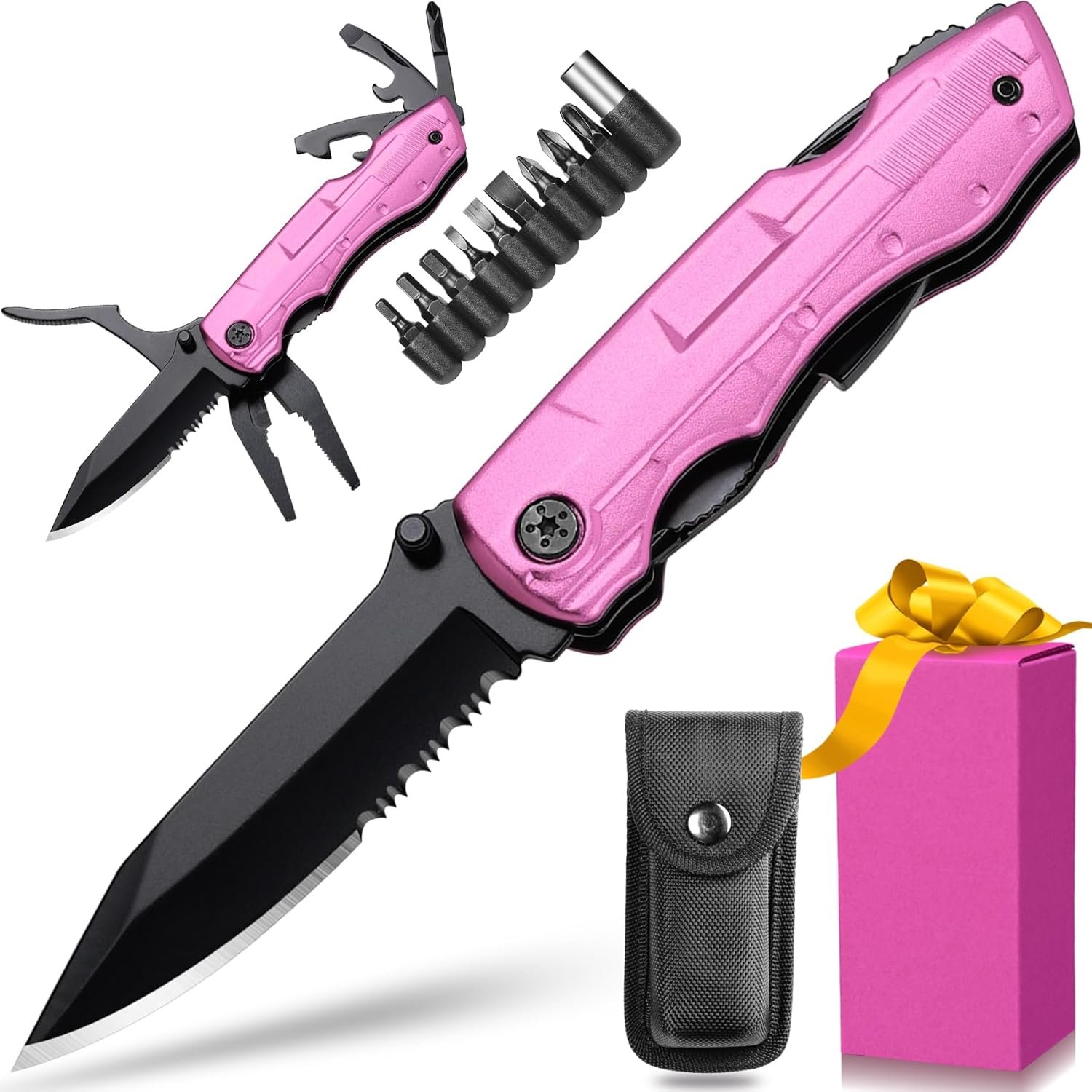 Gifts for Women, Mom, Wife, Girlfriend, Best Friend, Christmas, P-ink Multitool Knife – Gifts for Mom, Unique Gift Ideas for Women, Mothers Day Anniversary Valentines Day Birthday Gifts for Women