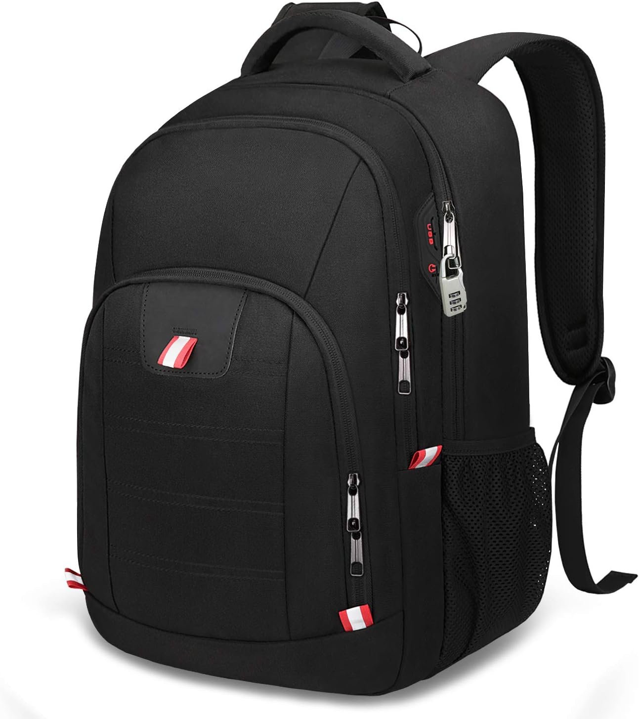 Della Gao Travel Laptop Backpack, Black Backpack for Men and Women with USB Slit Business Computer Back Pack (Black, 15.6 Inch)