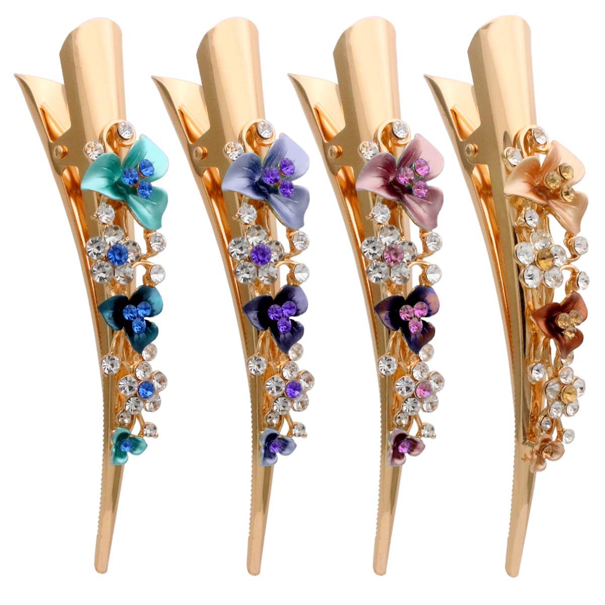 Fashion & Lifestyle Set of 4 Large Metal Alloy Alligator Sectioning Clips for Women and Girls – Pretty Strong Clamp Hair Pins Non-Slip Hair Grips Accessories for Thick Hair, Gold