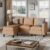 Small Sectional Convertible Sofa Couch, 3 Seat L Shaped Couch with Ottoman, Upholstered Fabric Sofa, Small Couches for Apartments, Living Room and Office (Dark Brown)
