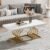 Tribesigns Modern Coffee Table, 47 Inch Faux Marble Cocktail Table with Geometric Frame, Rectangular Center Table Tea Table Accent Furniture for Living Room, Simple Assembly (White/Gold)